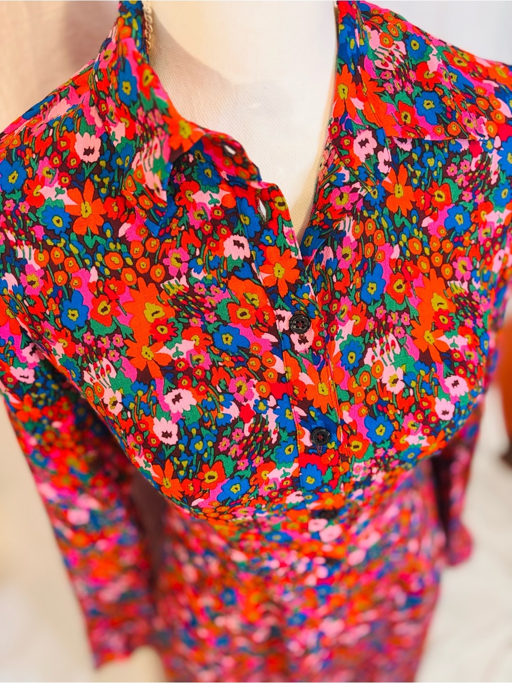 Boden Multicolor Floral Button-Front Dress
